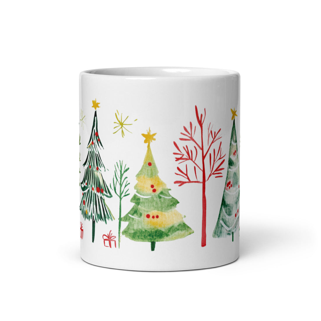 Festive Christmas Tree Mug Set | Hand-Drawn Holiday Design | Perfect Gift for Christmas Lovers