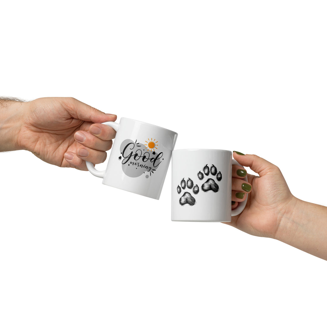 Good Morning Paw Print Mug Set | Adorable Pet Lover’s Coffee Cups | Perfect Gift for Animal Lovers