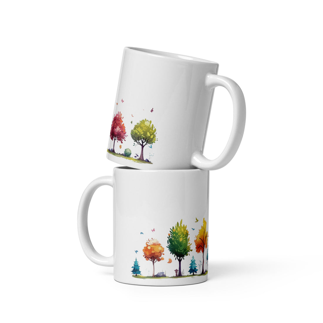 Good Morning Autumn Trees Mug Set | Cozy Fall Vibes | Colorful Autumn Forest Design