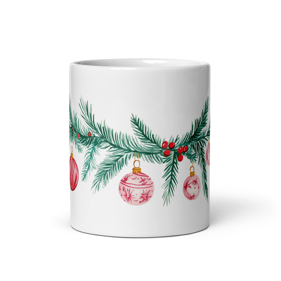 Festive Holiday Mug Set | Christmas Ornament & Evergreen Design | Perfect for Holiday Cheer