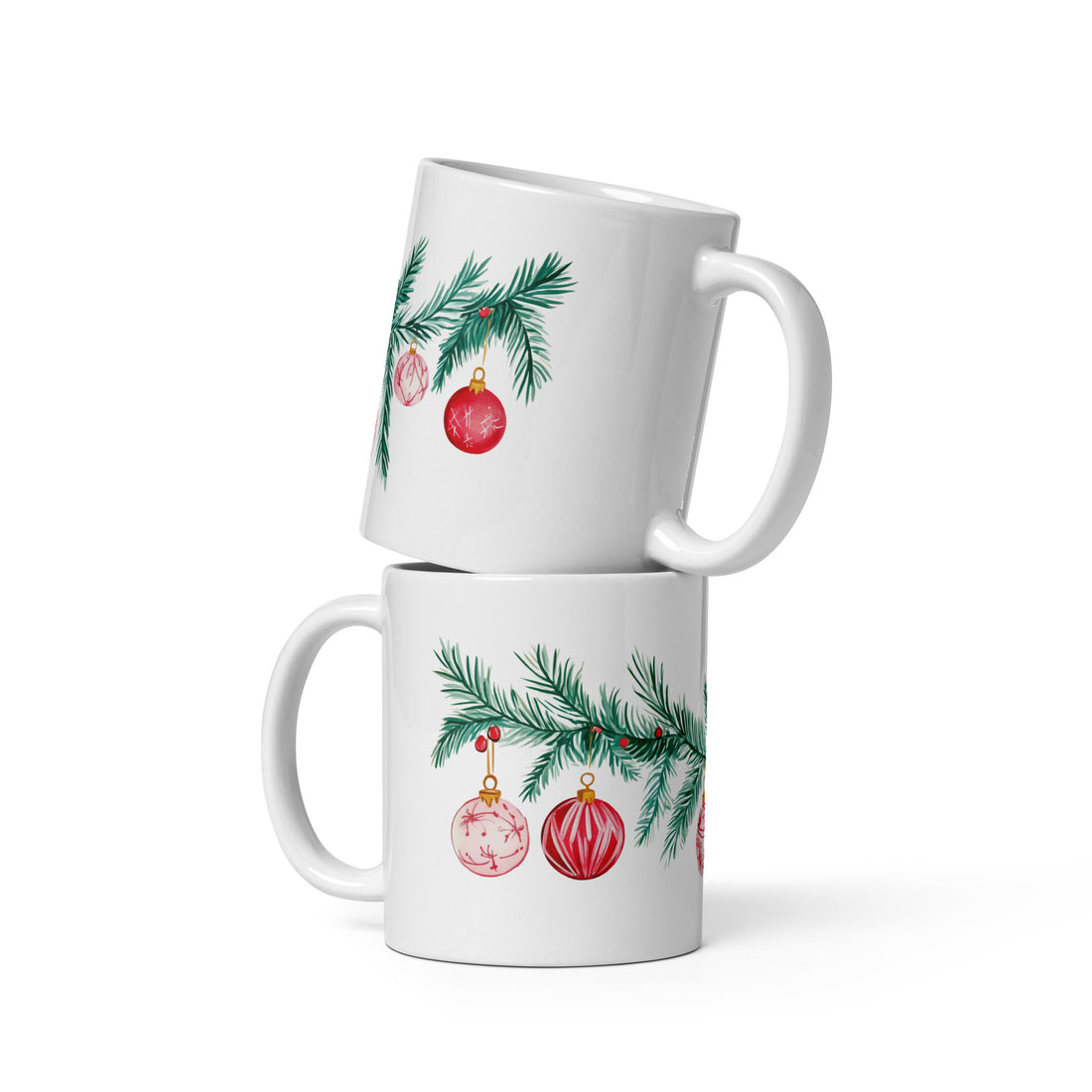 Festive Holiday Mug Set | Christmas Ornament & Evergreen Design | Perfect for Holiday Cheer