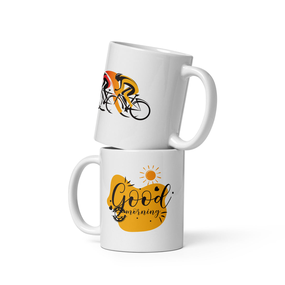 Cyclist Good Morning Mug Set | Energetic Cycling Design | Perfect for Bike Lovers