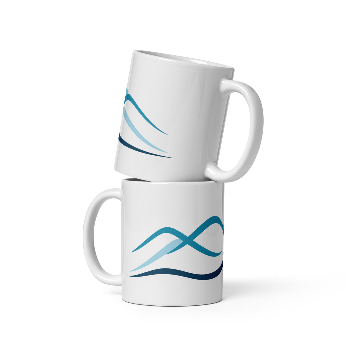 Ocean Waves Mug Set | Minimalist Wave Design | Tranquil Blue Drinkware for Ocean Lovers