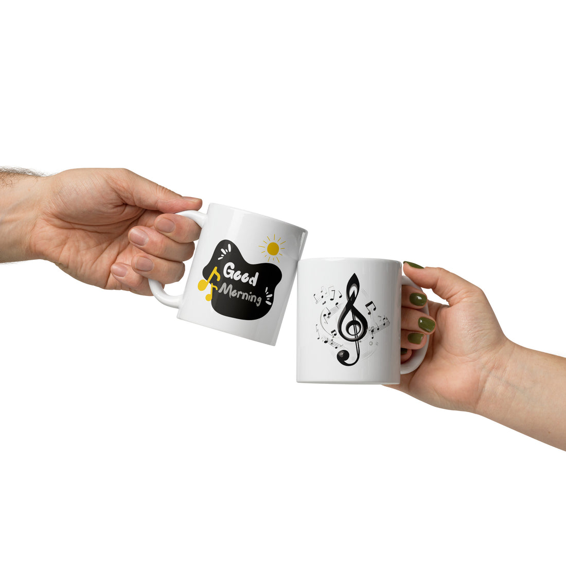 Musical Note Good Morning Mug - 325ml (11oz) White Ceramic Coffee Cup with Treble Clef and Music Notes Design, Perfect Gift for Music Lovers