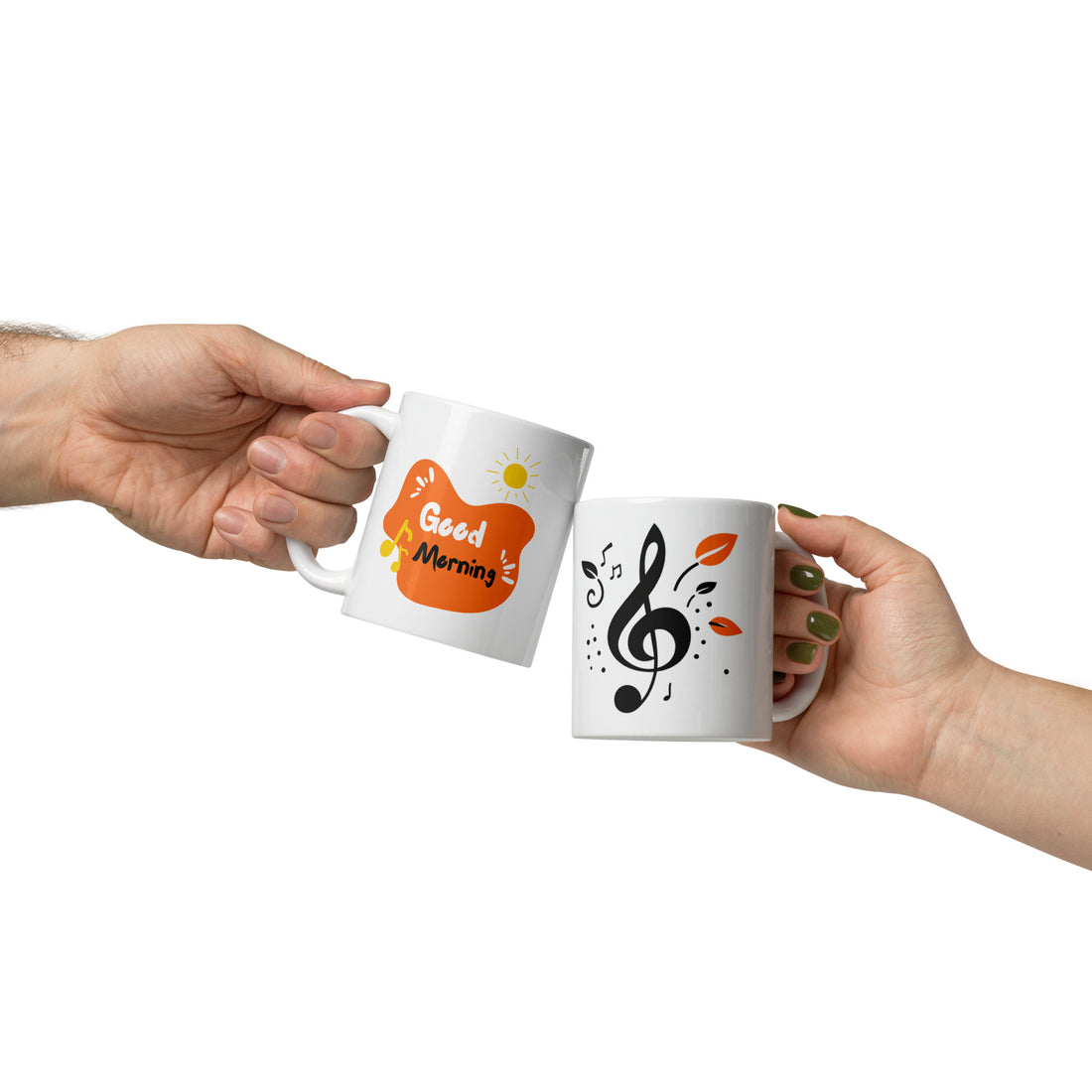 Musical Notes Good Morning Mug - 325ml (11oz) White Ceramic Coffee Cup with Treble Clef and Notes Design, Perfect Gift for Music Lovers