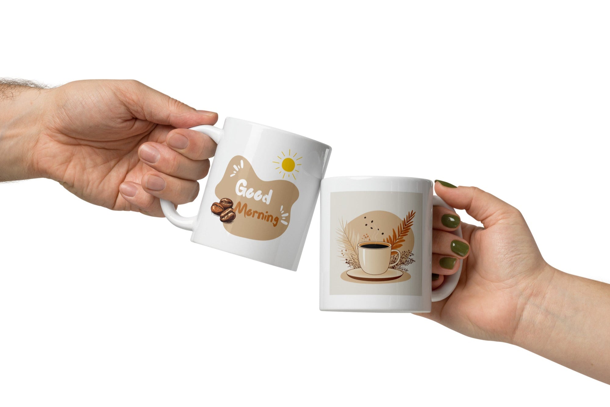 White ceramic mug handle, minimalist coffee design