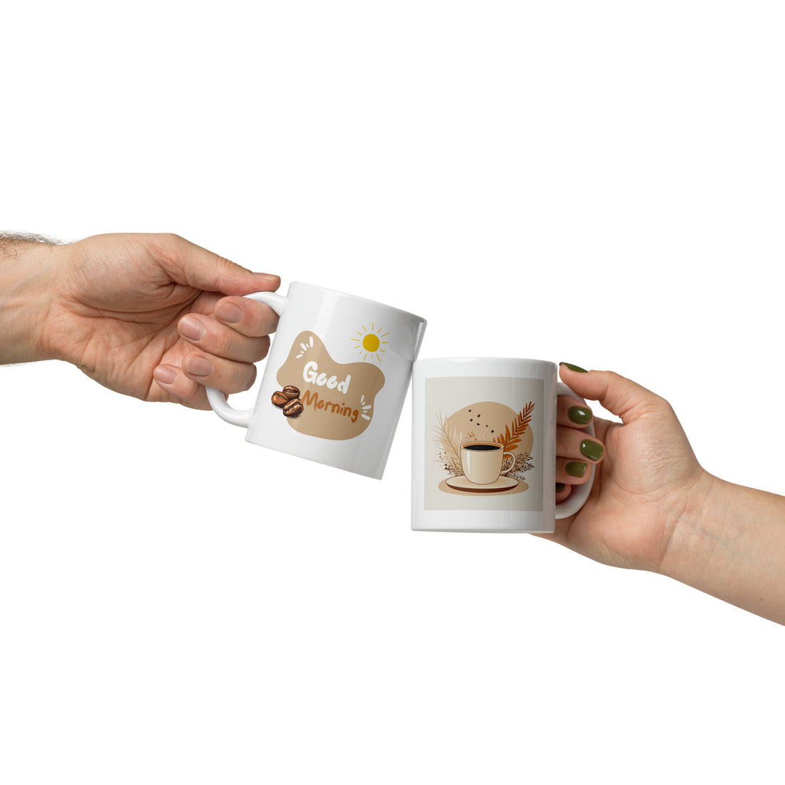 Minimalist Coffee Good Morning Mug - 325ml (11oz) White Ceramic Coffee Cup with Simple Coffee Illustration, Perfect Gift for Coffee Lovers