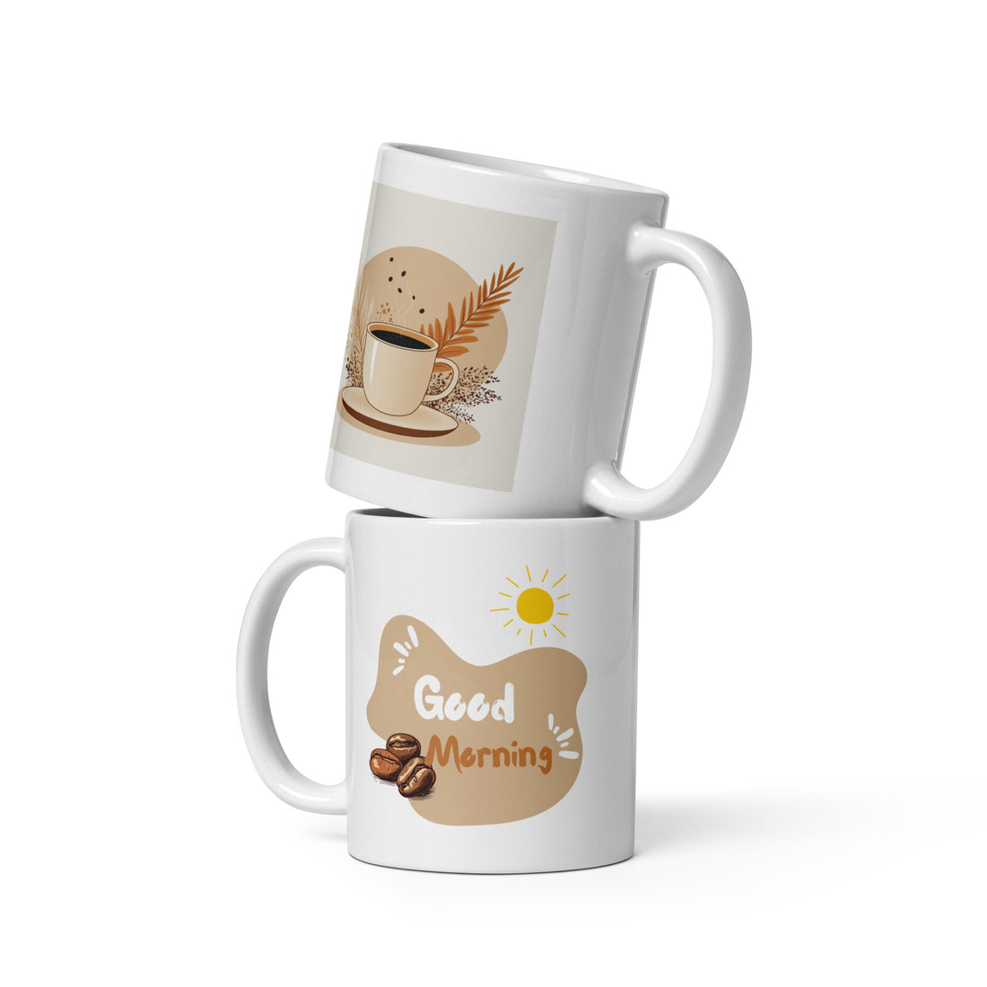 Minimalist Coffee Good Morning Mug - 325ml (11oz) White Ceramic Coffee Cup with Simple Coffee Illustration, Perfect Gift for Coffee Lovers