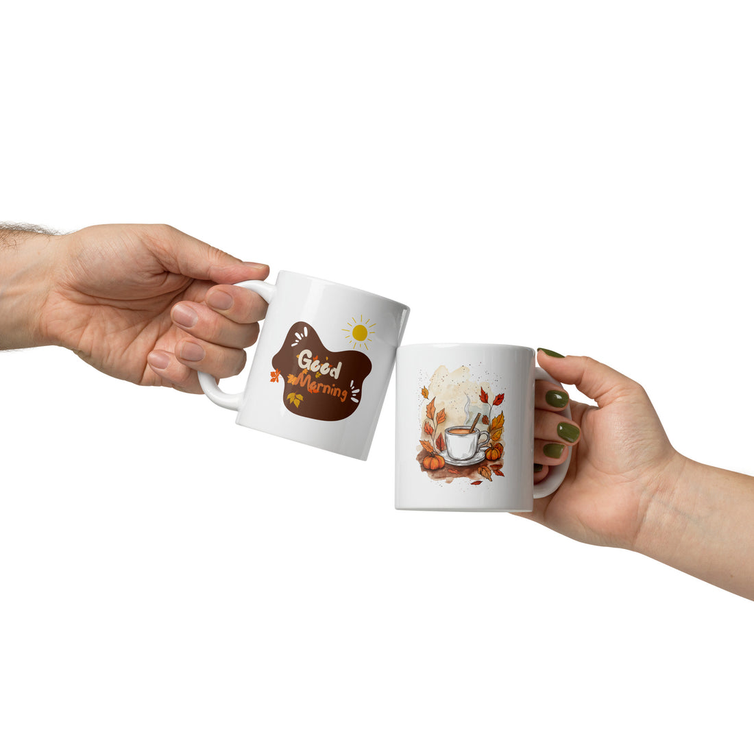 Autumn Coffee Good Morning Mug - 325ml (11oz) White Ceramic Coffee Cup with Cozy Fall Illustration, Perfect Gift for Autumn Lovers