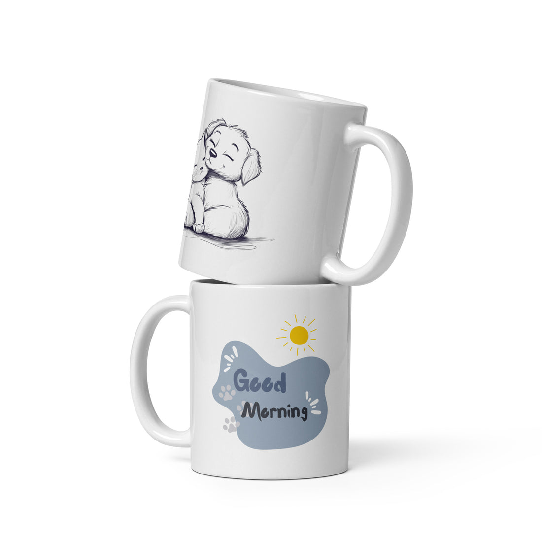 Adorable Pets Good Morning Ceramic Coffee Mug, 11 oz Double-Sided Mug with Cute Puppy and Kitten Illustration and "Good Morning" Design, Dishwasher and Microwave Safe Mug for Animal Lovers, Inspired by Nature