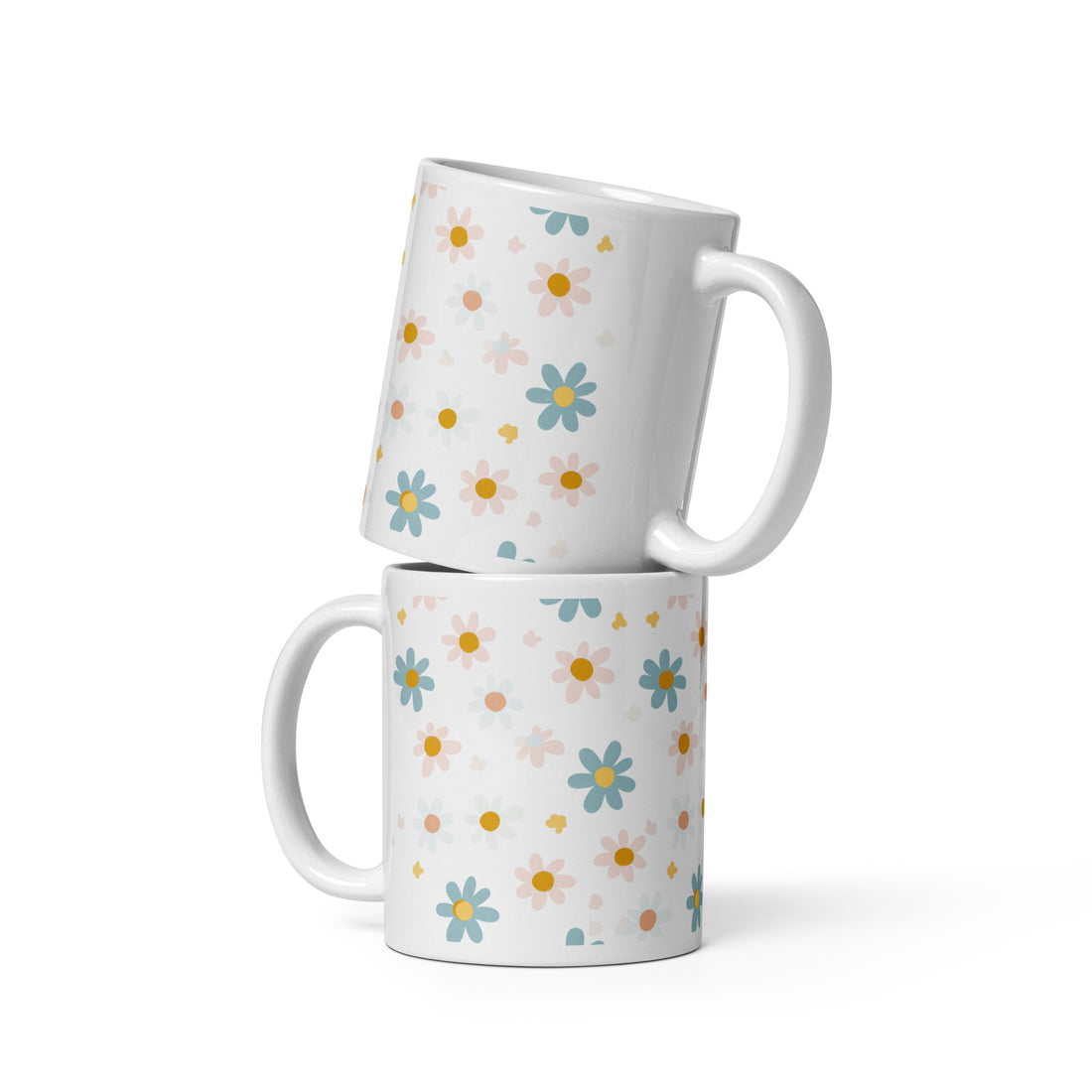 Floral Ceramic Coffee Mug | 11 oz Drinkware with Yellow and Orange Bloom Pattern | Durable Nature-Inspired Mug for Home, Office, Tea, and Hot Beverages | Stylish Everyday Coffee Cup