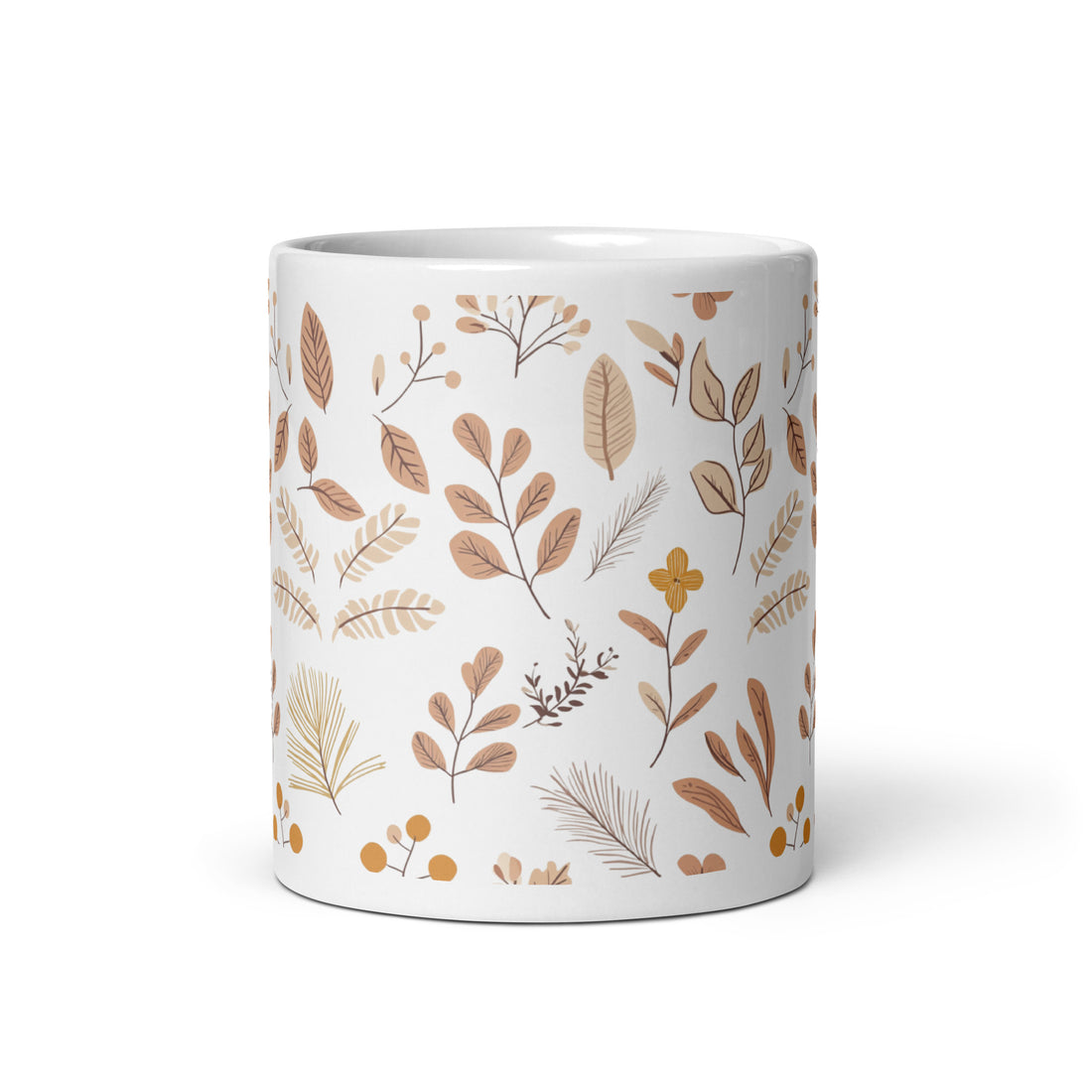 Autumn Botanical Ceramic Mug | 11 oz Mug with Warm Earthy Tones and Nature-Inspired Leaves Design | Durable Ceramic Mug for Coffee, Tea, and Hot Beverages | Stylish Fall-Themed Drinkware for Home or Office