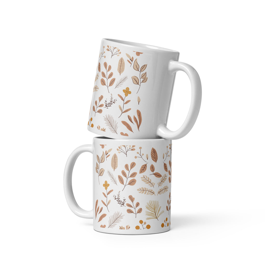 Autumn Botanical Ceramic Mug | 11 oz Mug with Warm Earthy Tones and Nature-Inspired Leaves Design | Durable Ceramic Mug for Coffee, Tea, and Hot Beverages | Stylish Fall-Themed Drinkware for Home or Office