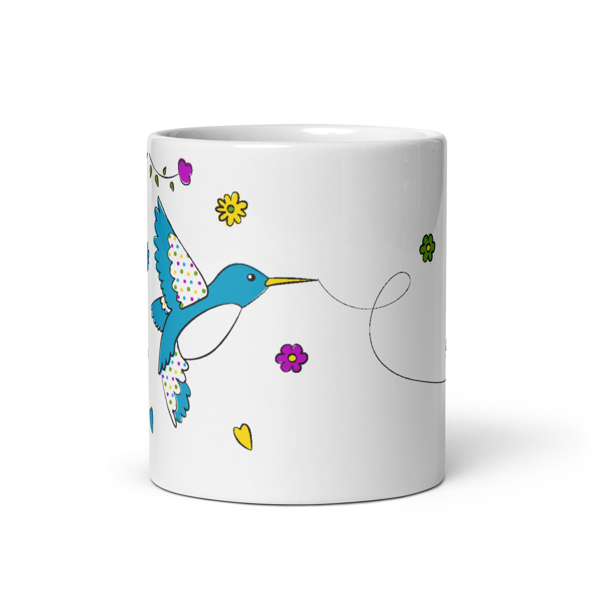 Handle detail, Blue Bird & Wildflowers Mug, ceramic