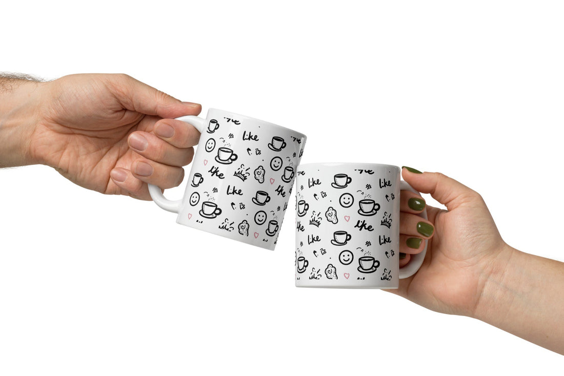 Handle detail Like Coffee Mug, cute doodle art