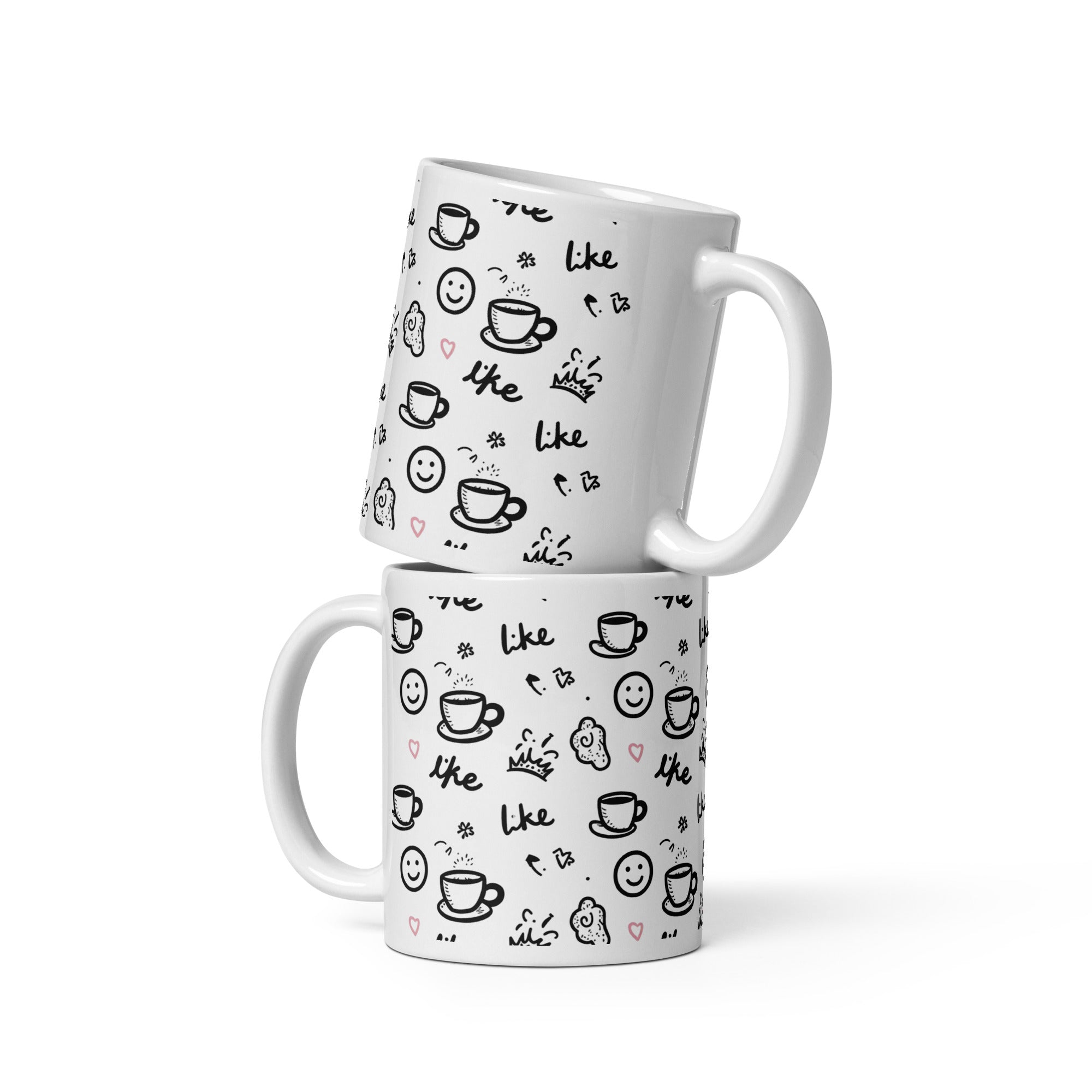 Handle detail Like Coffee Mug, cute doodle art