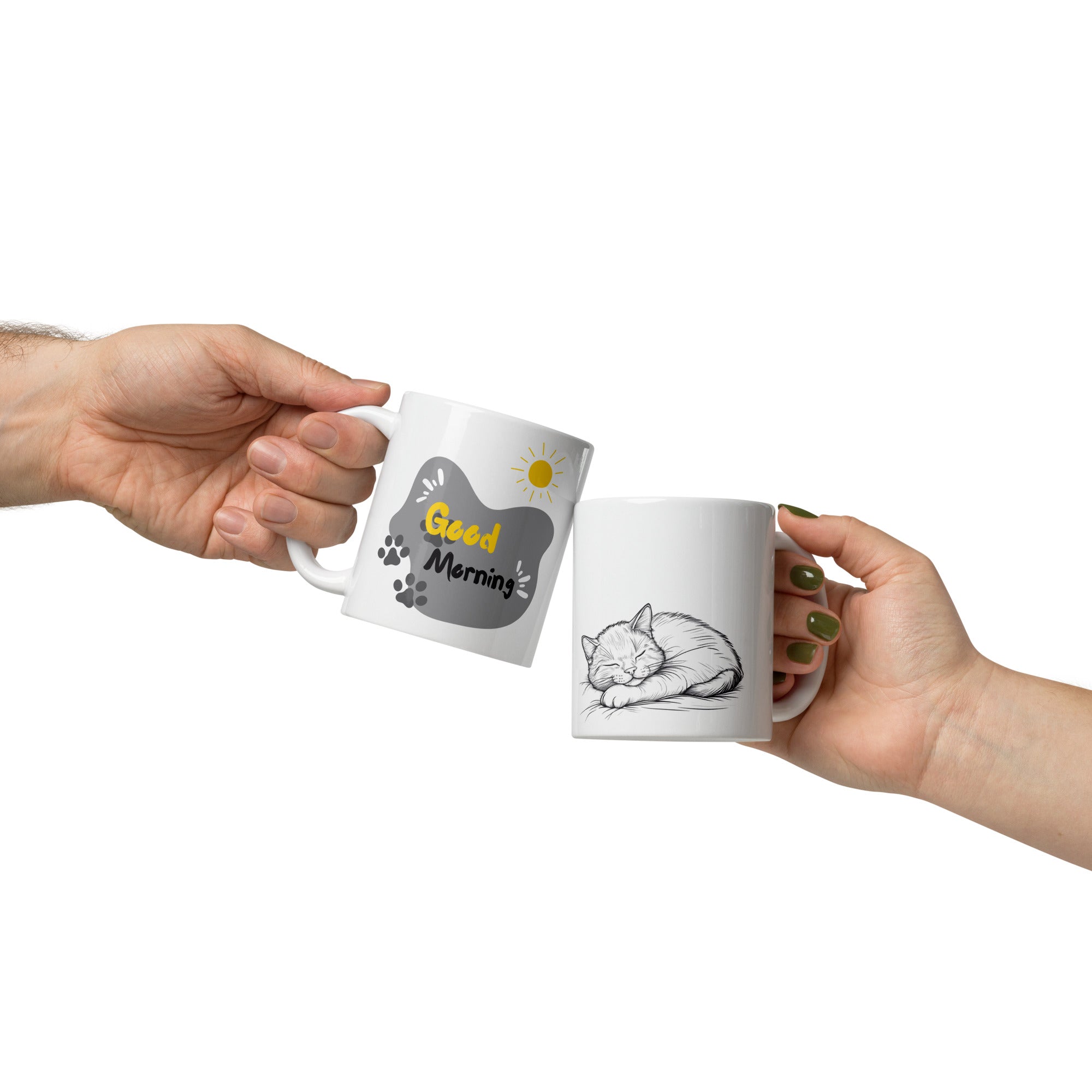 Top view of Good Morning Cat Mug, 11oz size, ceramic