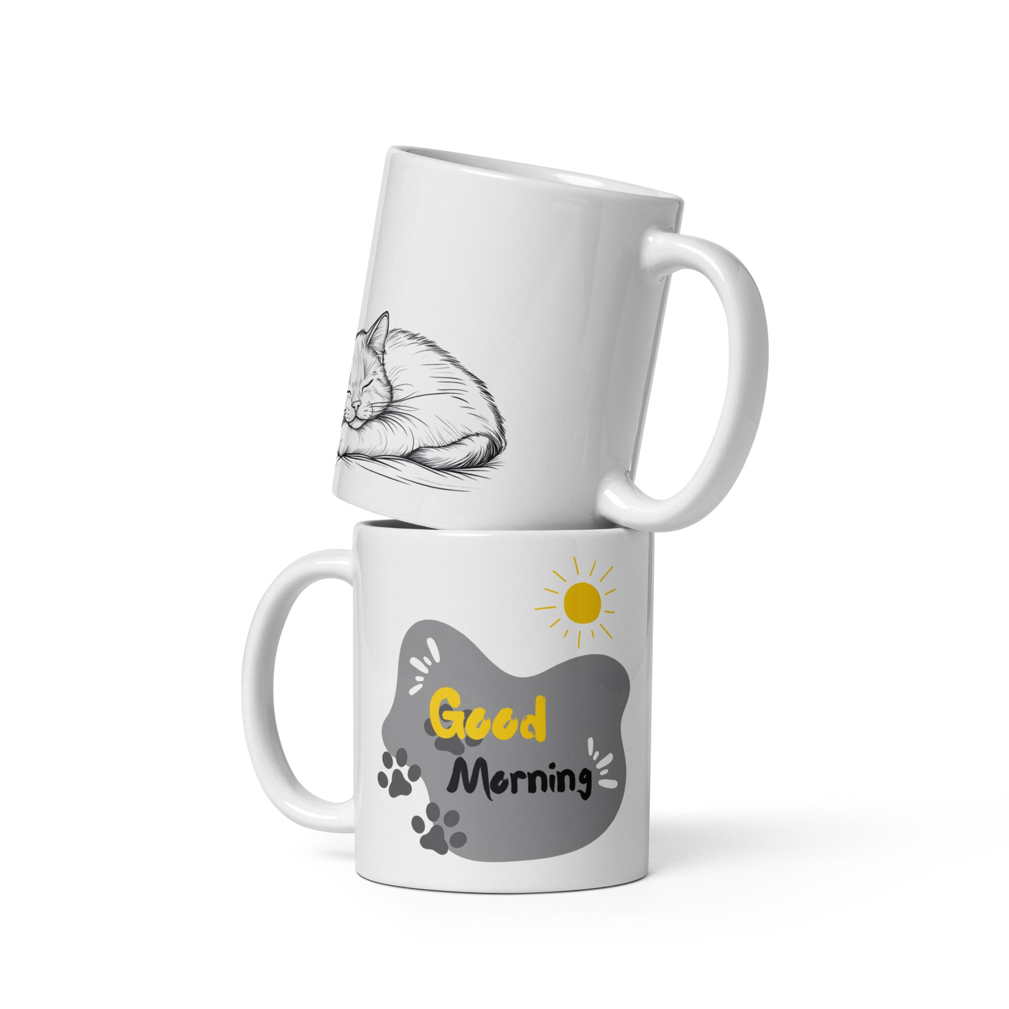 Top view of Good Morning Cat Mug, 11oz size, ceramic