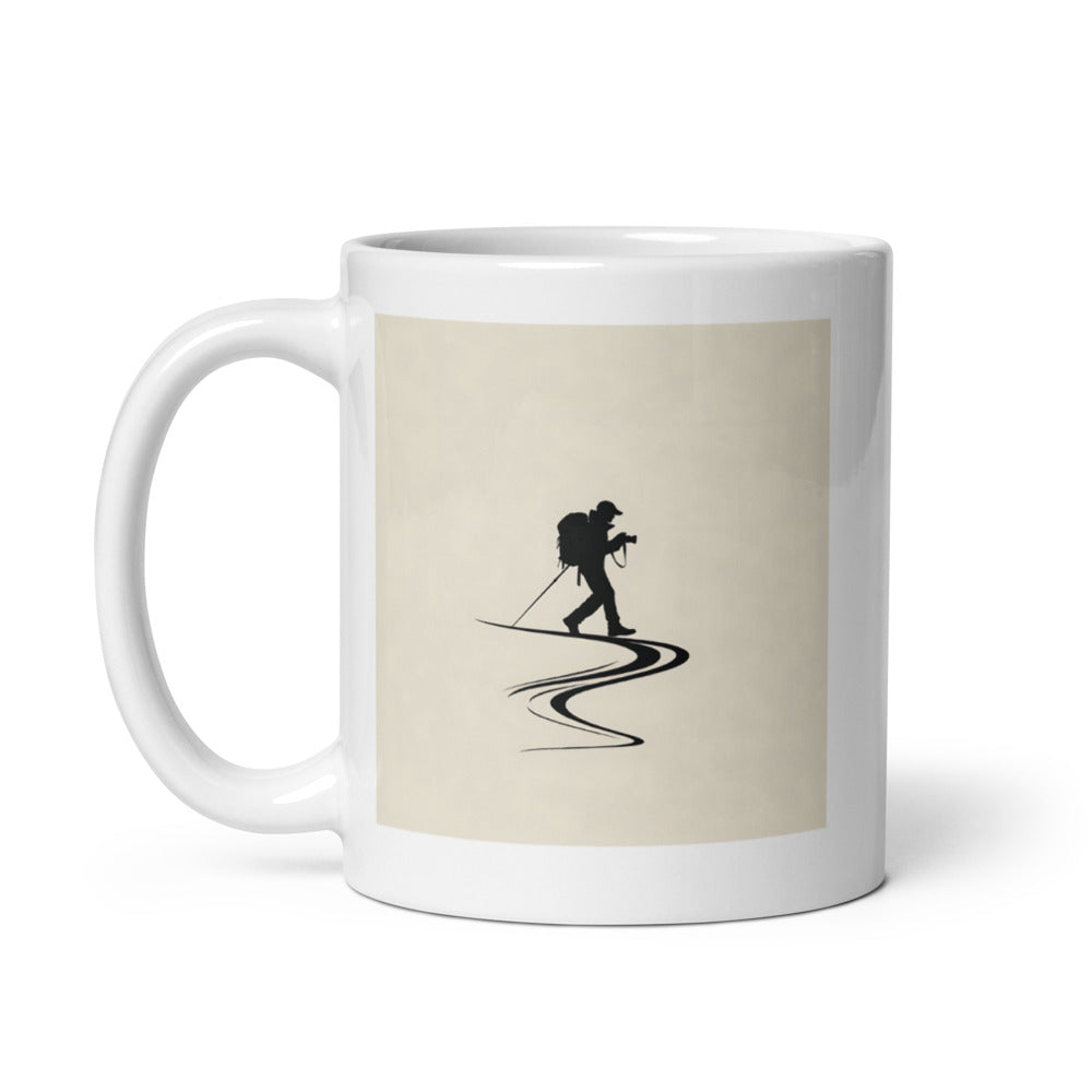 “Find Your Path” Mug, Hiking Silhouette, 11 oz Ceramic Cup, Inspirational Adventure Theme, Dishwasher & Microwave Safe