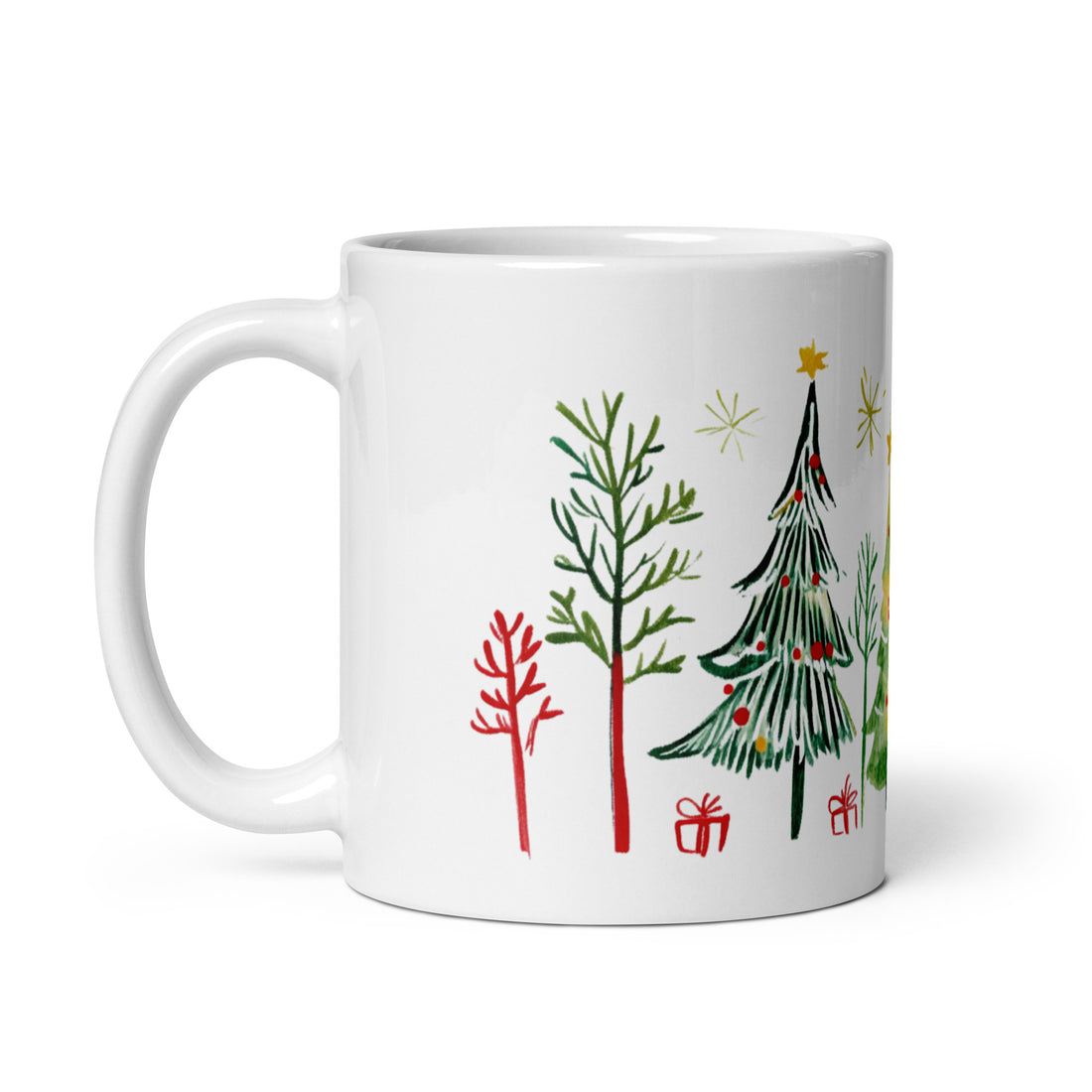 Festive Christmas Tree Mug Set | Hand-Drawn Holiday Design | Perfect Gift for Christmas Lovers