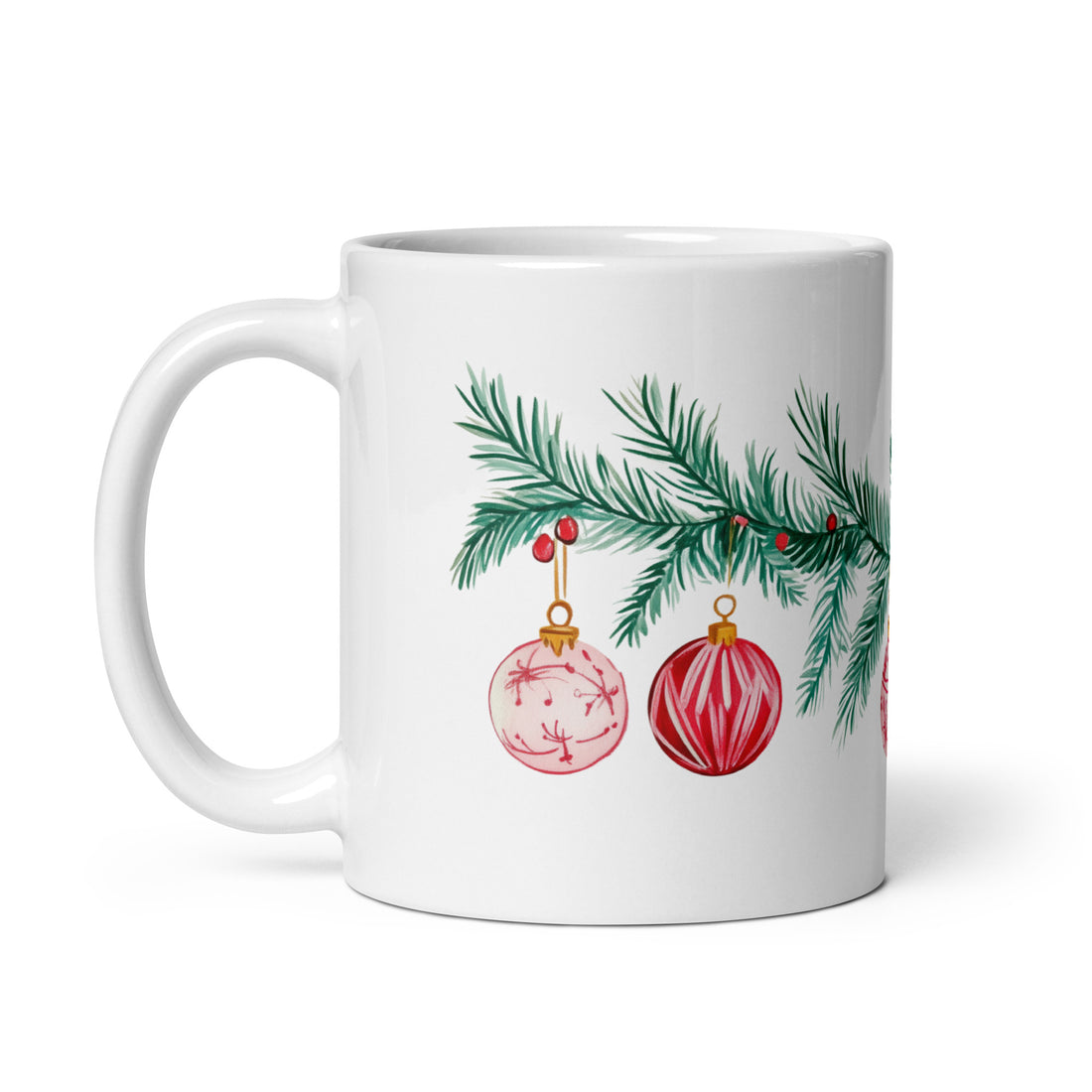 Festive Holiday Mug Set | Christmas Ornament & Evergreen Design | Perfect for Holiday Cheer