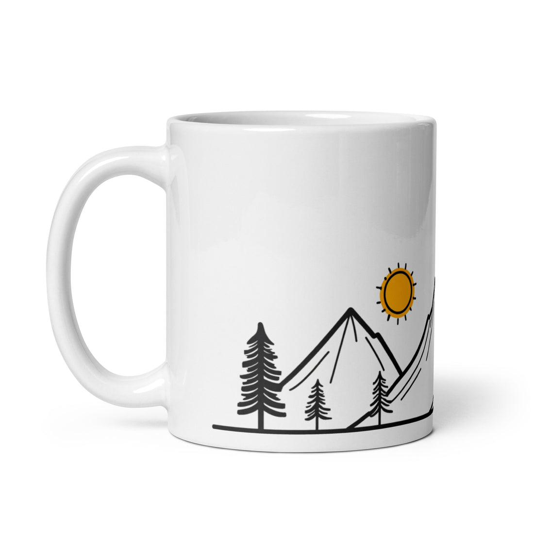 ☀️ Minimalist Mountain Sunrise Mug – Nature-Inspired Ceramic Coffee Mug for Adventure Lovers