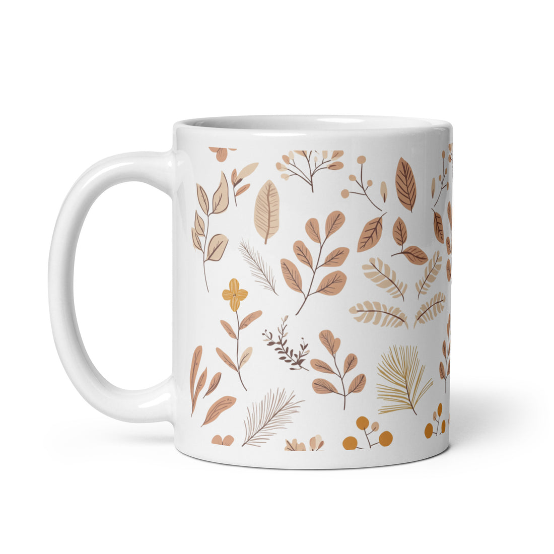 Autumn Botanical Ceramic Mug | 11 oz Mug with Warm Earthy Tones and Nature-Inspired Leaves Design | Durable Ceramic Mug for Coffee, Tea, and Hot Beverages | Stylish Fall-Themed Drinkware for Home or Office