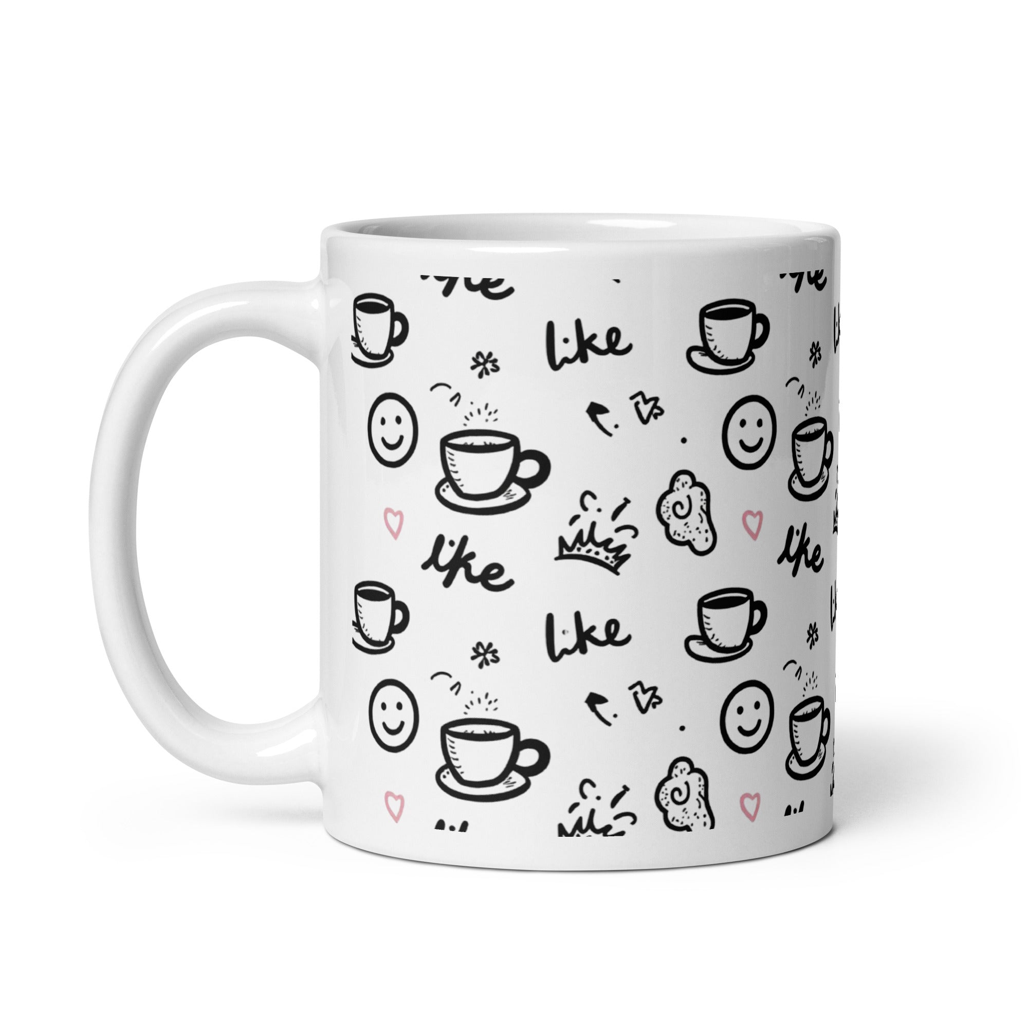 Handle detail Like Coffee Mug, cute doodle art