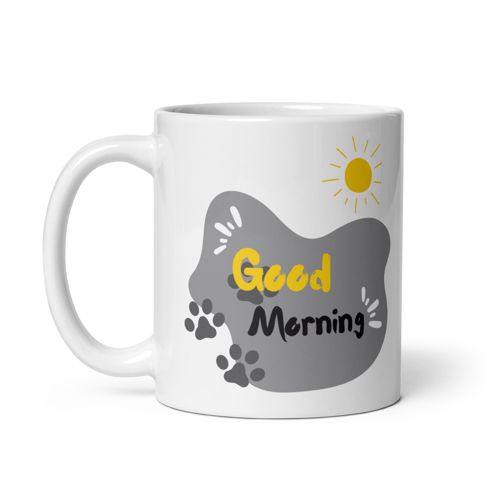 Top view of Good Morning Cat Mug, 11oz size, ceramic