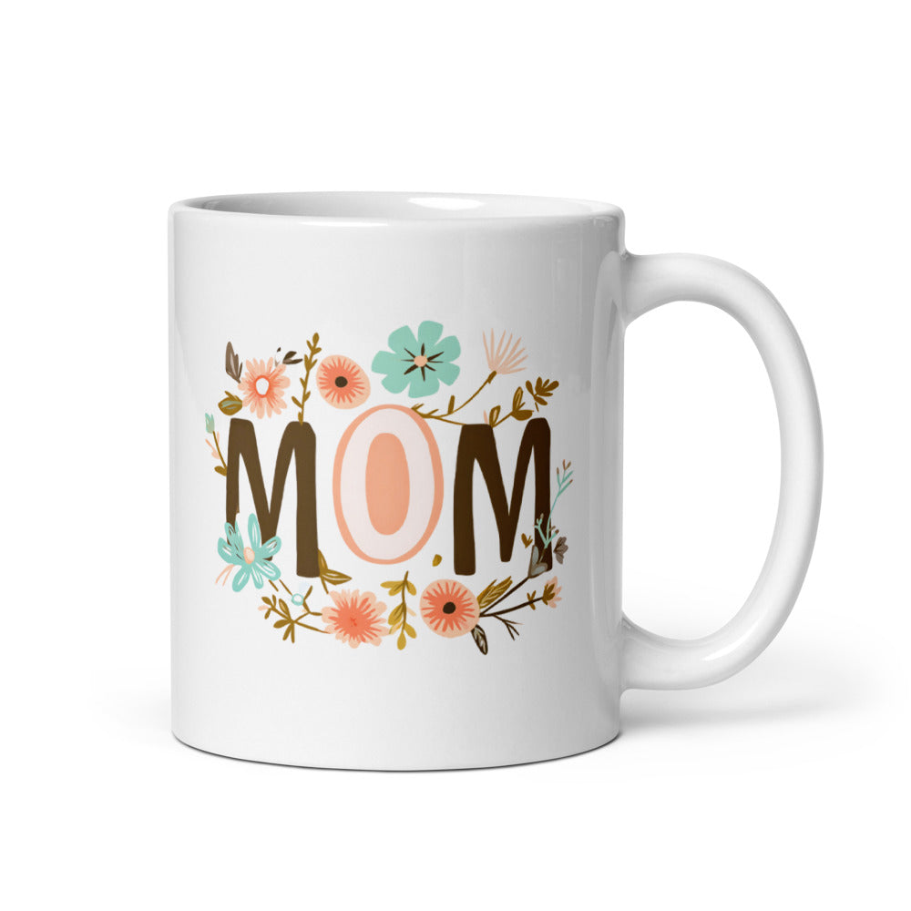 Ceramic mug with pastel flower design for mum