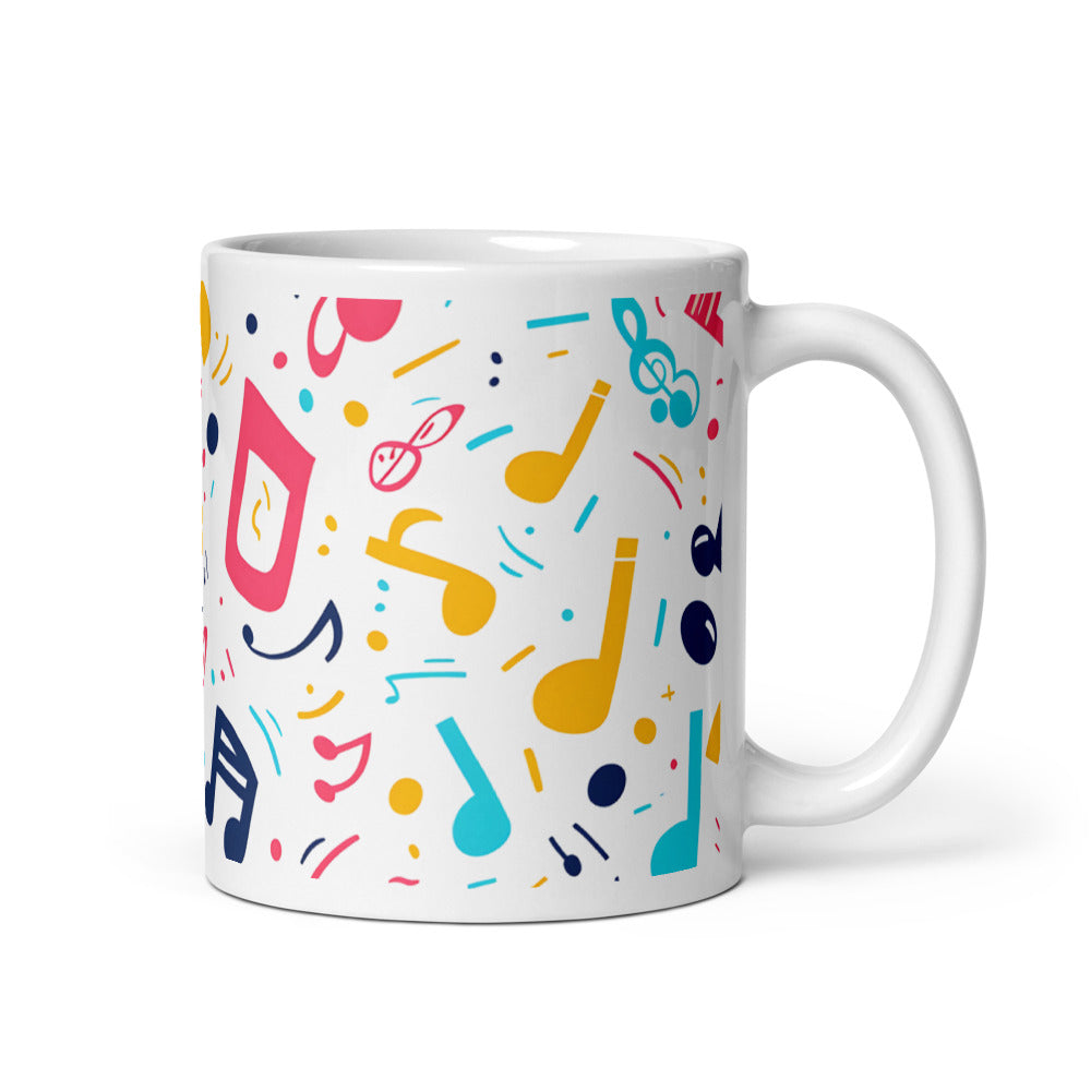 Colourful music notes mug for coffee or tea lovers