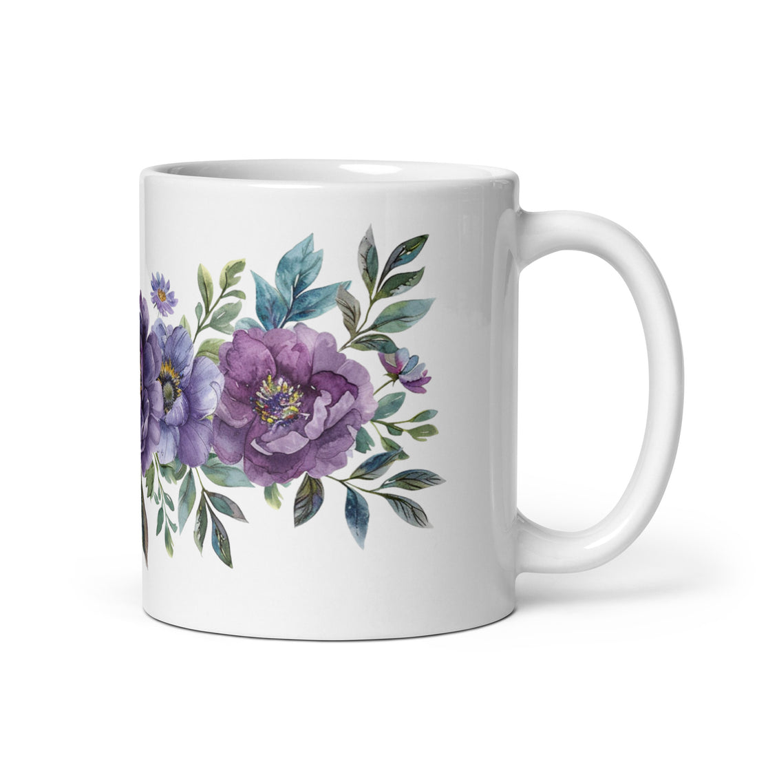 Elegant Purple Floral Mug Set | Watercolor Flower Design | Perfect for Tea & Coffee Lovers