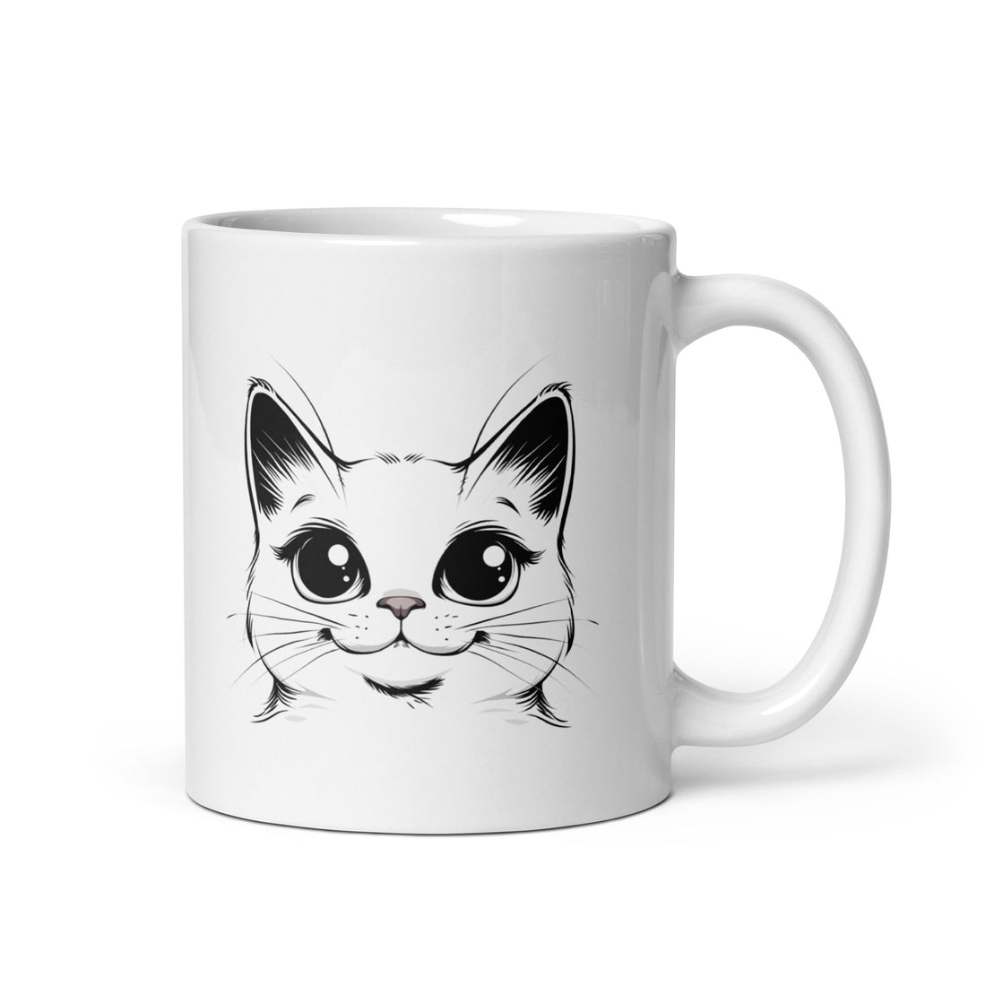 Cute Cat Face T-Shirt & Mug Set – Adorable Cat Lover Collection