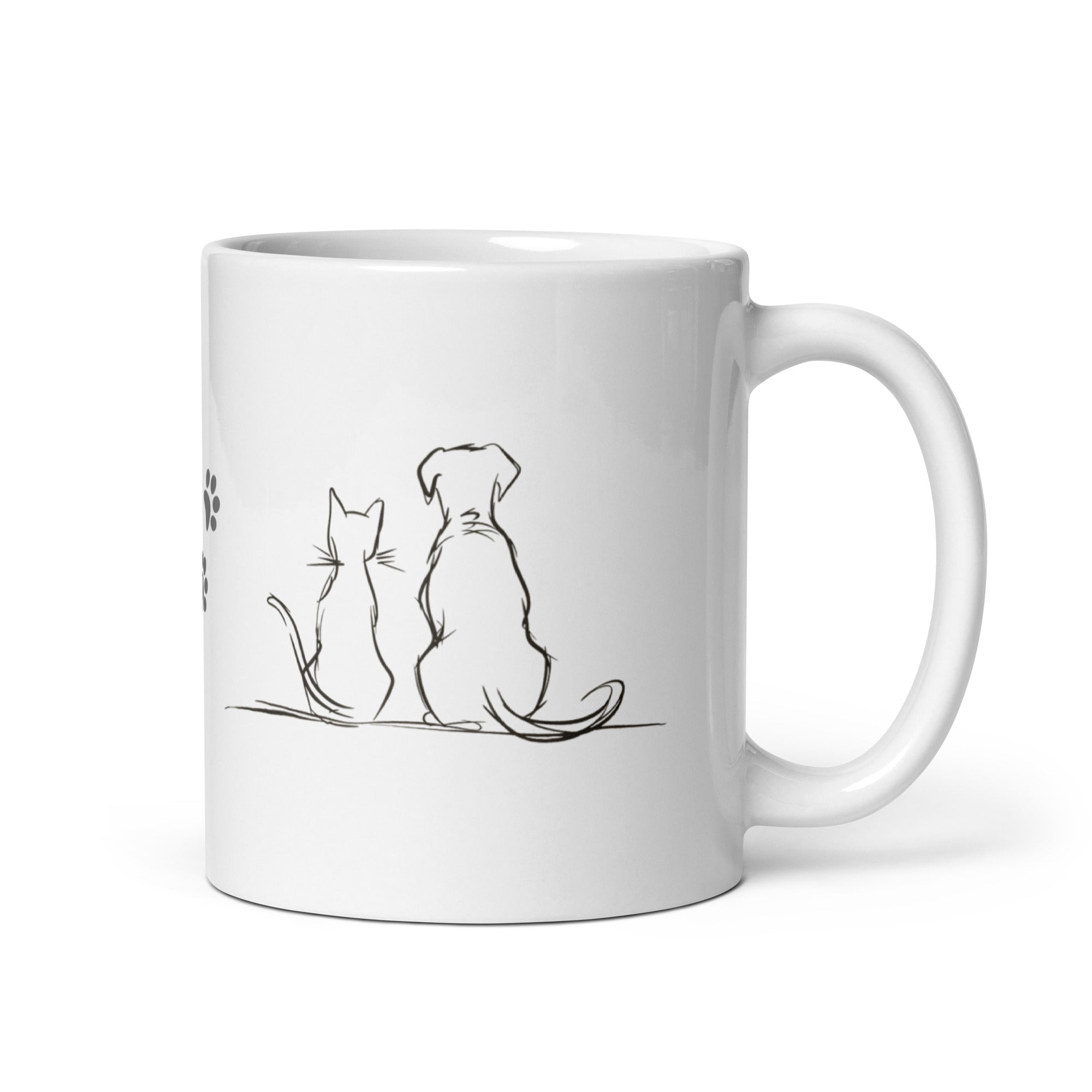 Good Morning mug with minimalist animal drawing and sun design