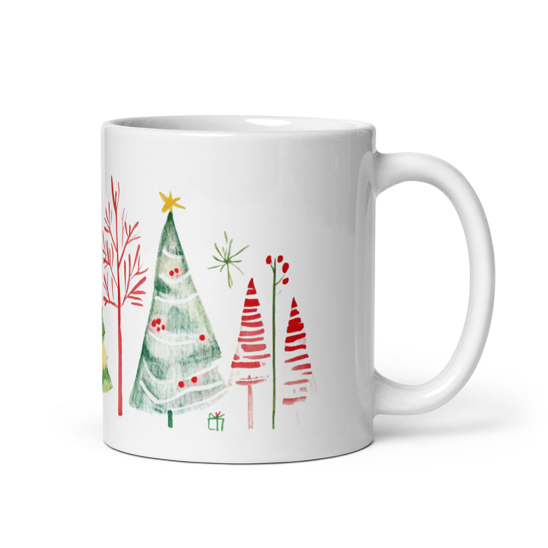 Festive Christmas Tree Mug Set | Hand-Drawn Holiday Design | Perfect Gift for Christmas Lovers