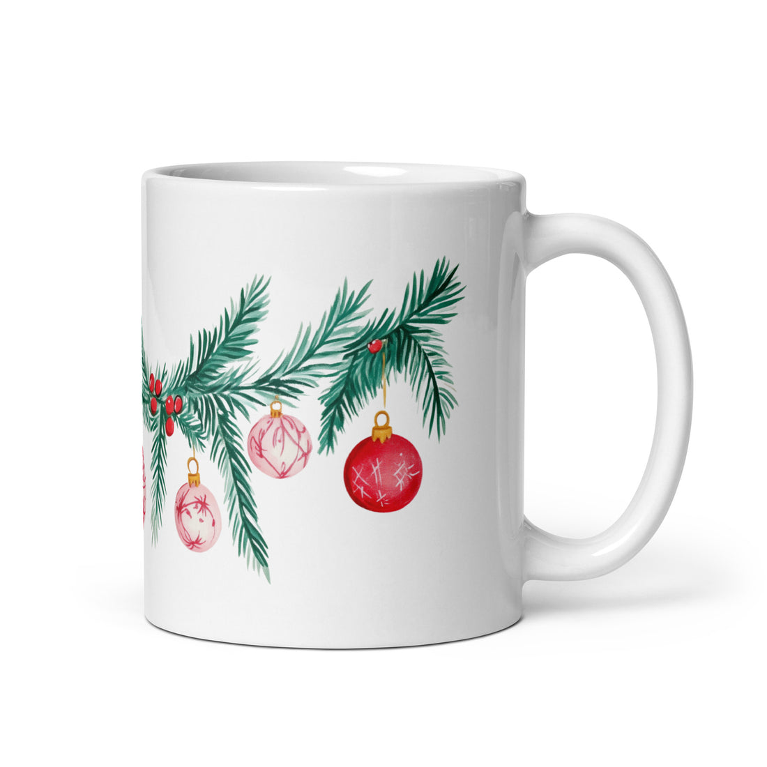 Festive Holiday Mug Set | Christmas Ornament & Evergreen Design | Perfect for Holiday Cheer