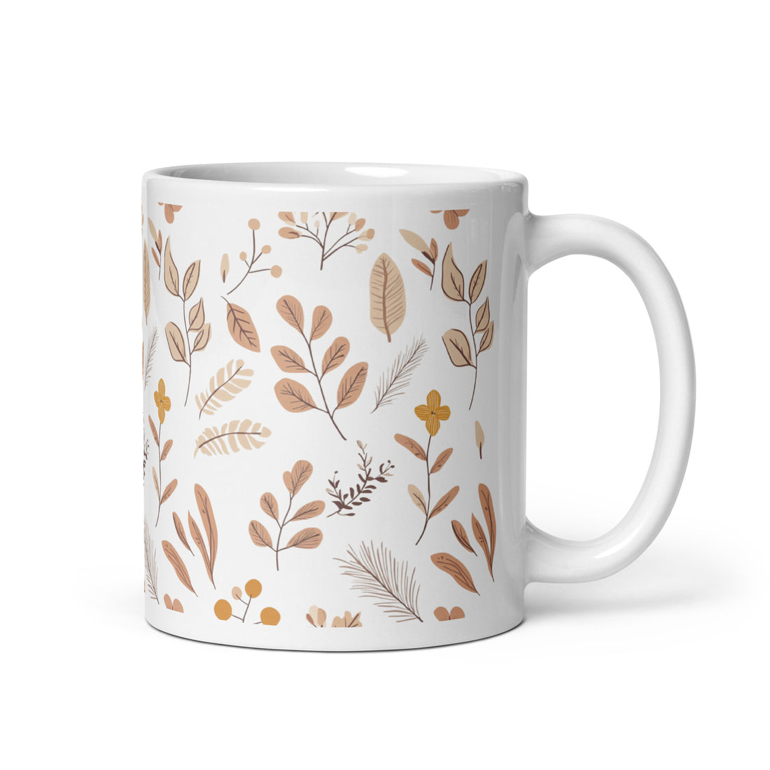 Autumn Botanical Ceramic Mug | 11 oz Mug with Warm Earthy Tones and Nature-Inspired Leaves Design | Durable Ceramic Mug for Coffee, Tea, and Hot Beverages | Stylish Fall-Themed Drinkware for Home or Office