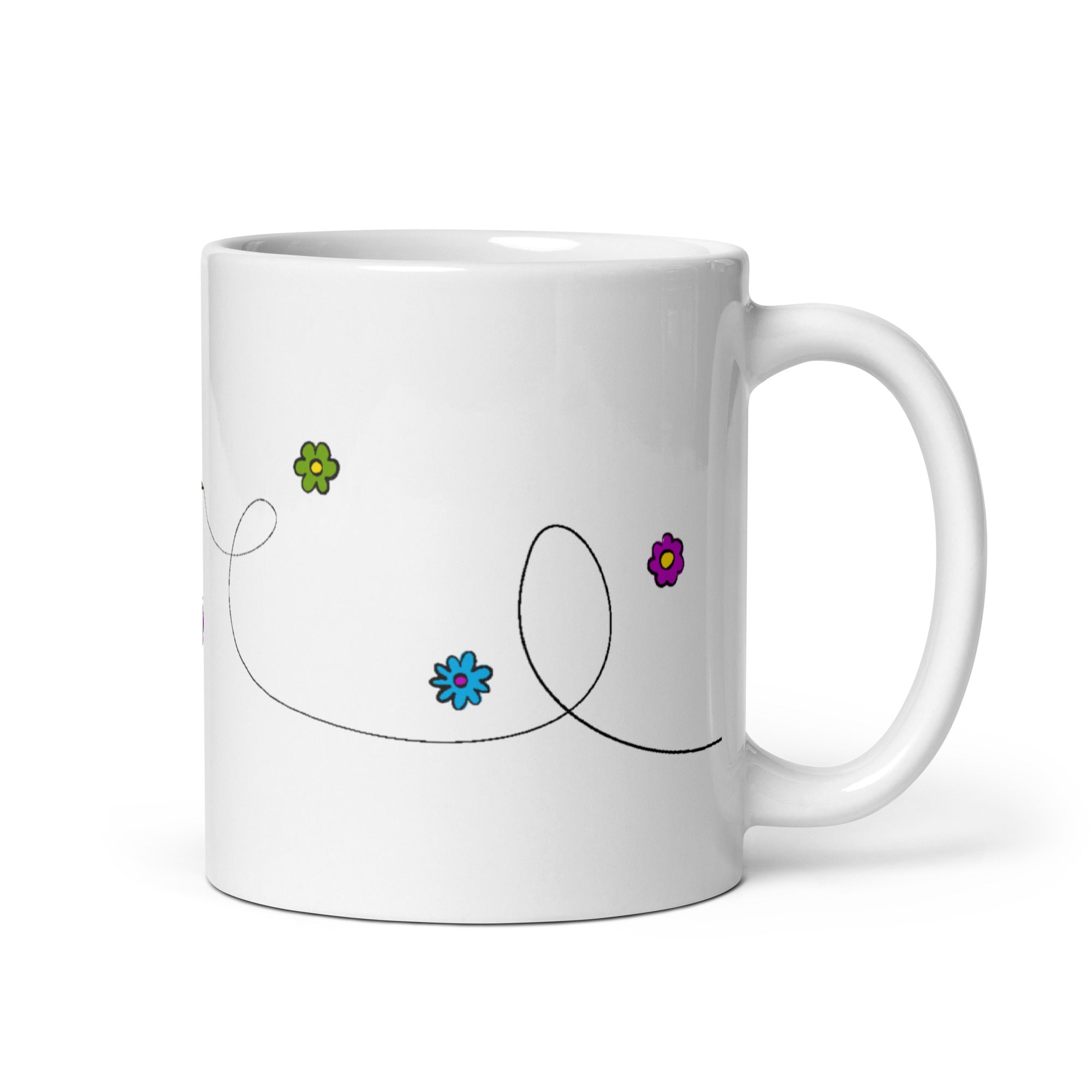 Handle detail, Blue Bird & Wildflowers Mug, ceramic