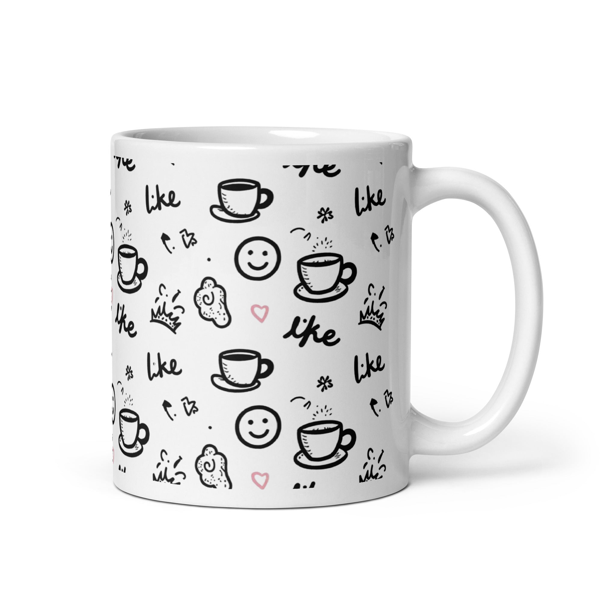 Handle detail Like Coffee Mug, cute doodle art