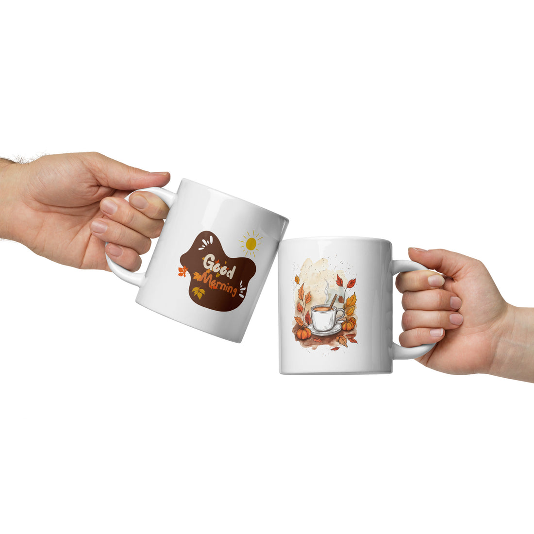 Autumn Coffee Good Morning Mug - 325ml (11oz) White Ceramic Coffee Cup with Cozy Fall Illustration, Perfect Gift for Autumn Lovers