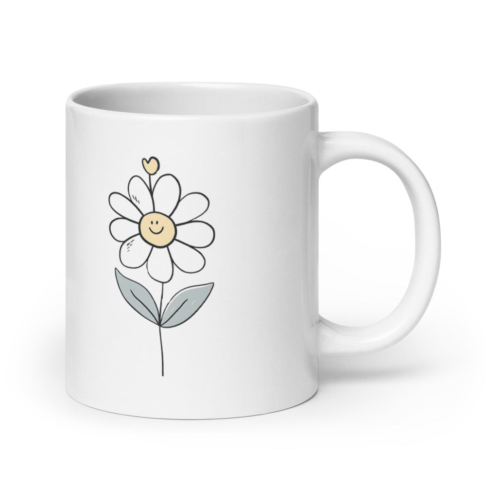 Ceramic coffee cup with “Your Smile Brightens the Day” text