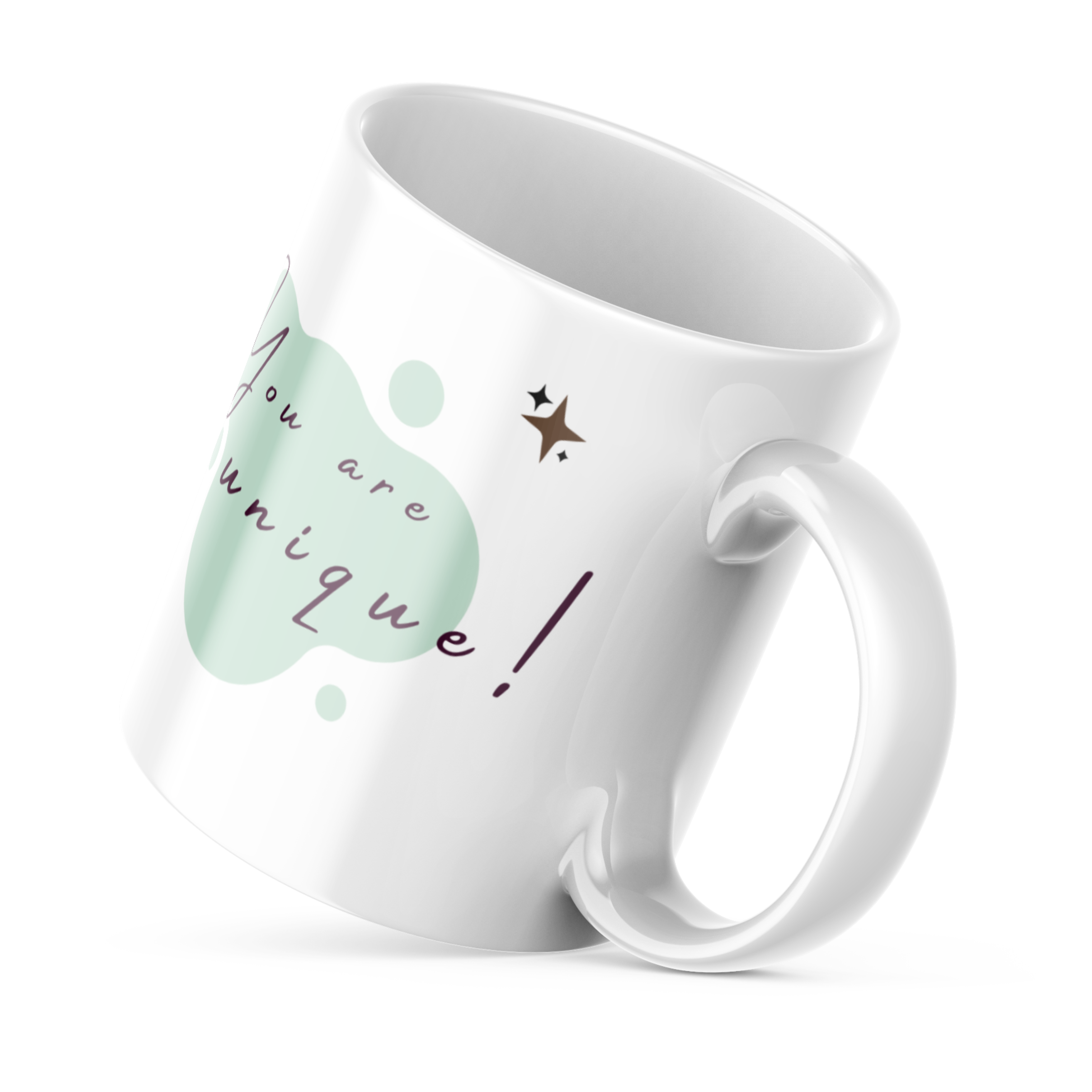White ceramic coffee cup with “You Are Unique” text – gift for her UK