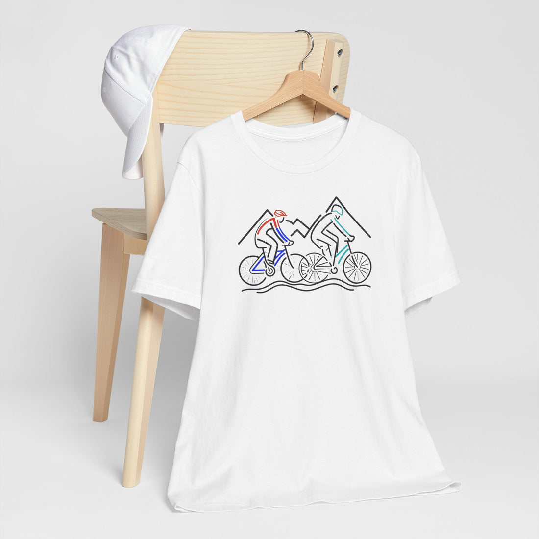 Mountain Biking T-Shirt | Line Art Cyclist Tee | Adventure Cycling Shirt | Minimalist Bike Design | Perfect Gift for Biking Enthusiasts